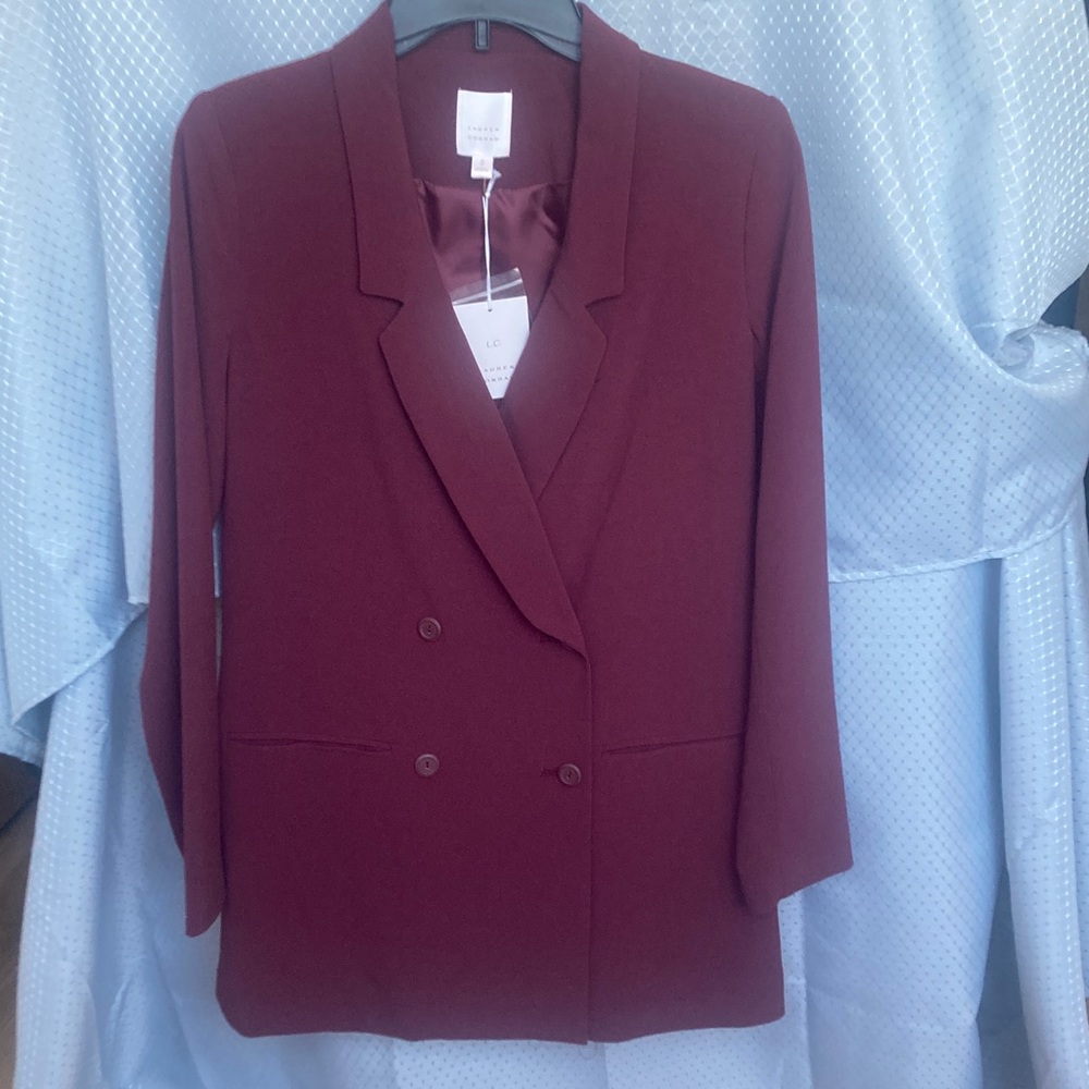 Lauren Conrad blazer office jacket longer length shoulder pads business casual 2 - Picture 7 of 17